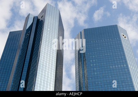 Torri gemelle della Deutsche Bank, Francoforte Hesse, Germania Foto Stock