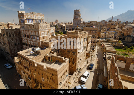 Il centro storico di Sanaa, Sana'a, Sito Patrimonio Mondiale dell'Unesco, Yemen Foto Stock