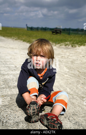 Portait di un ragazzo di tre anni Foto Stock