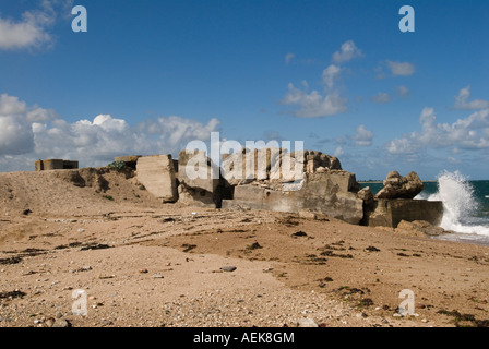 Blockhaus Blockhaus A la Pointe de Neville Neville Gouberville vicino a Barfleur Normandia Francia 2007 Foto Stock