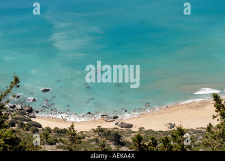 Tsampika beach da sopra Isola di Rodi Grecia Foto Stock