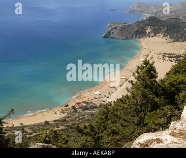 Tsampika beach da sopra Isola di Rodi Grecia Foto Stock