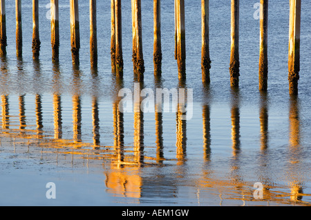 Piers estremità in corrispondenza della US Coast Gaurd Stazione Garibaldi Oregon Foto Stock