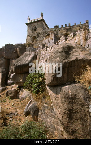 India Andhra Pradesh Hyderabad Golconda Fort Durbar Hall Foto Stock