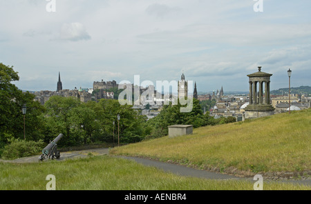 La visualizzazione classica del centro di Edimburgo dal Calton Hill Foto Stock