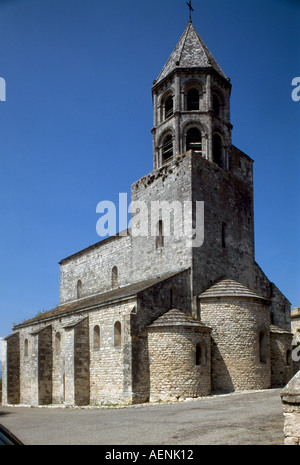 La Garde-Adhemar, Romanische Pfarrkirche, Foto Stock