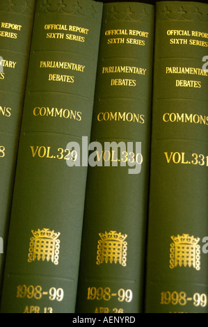 Copie dei dibattiti Hansard legato relazioni Dipartimento di Diritto Aberystwyth University Ceredigion West Wales Foto Stock