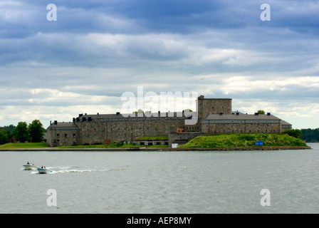 Xvi secolo la Fortezza di Vaxholm è un ben noto punto di riferimento a Vaxholm, capitale dell arcipelago di Stoccolma, Svezia Foto Stock