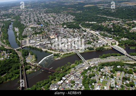 Vista aerea di Easton, Pennsylvania e Phillipsburg, New Jersey, U.S.A. Foto Stock