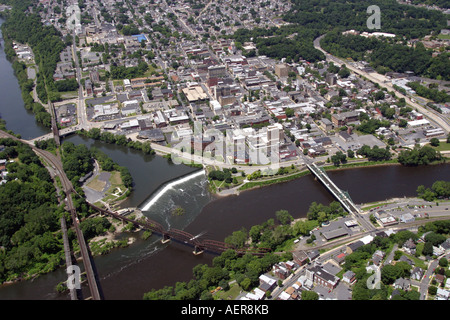 Vista aerea di Easton, Pennsylvania e Phillipsburg, New Jersey, U.S.A. Foto Stock