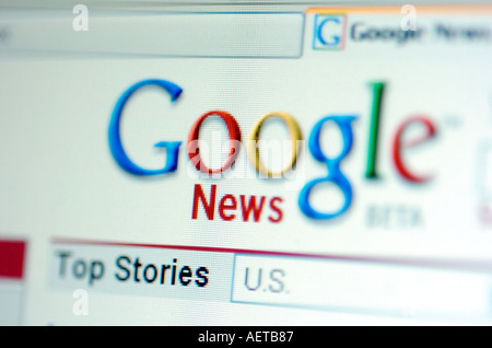 Una screen shot della nuova versione beta di Google s News Service Foto Stock