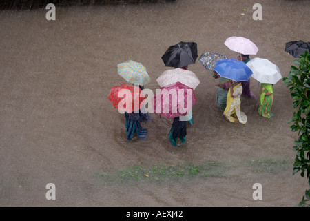 Monsoon World record pioggia acqua allagato strada alluvione alluvione a Kalyan Bombay ora Mumbai Maharashtra India India Asia indiana asiatico Foto Stock