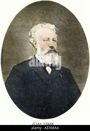 Autore Jules Verne. Colorate a mano i mezzitoni di una fotografia Foto Stock