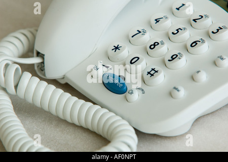 Phone sul gancio - Close-up White - Orizzontale Foto Stock