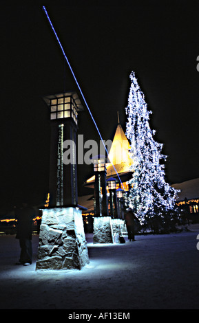 Santa Claus Village di notte Foto Stock