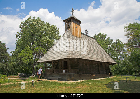 Chiesa Timiseni, Muzeul National al Satului Dimitrie Gusti, Etnografico Museo del villaggio, Bucarest, Romania Foto Stock