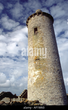 Faro sulla testa di Dennis North Ronaldsay Isole Orcadi Scozia, Regno Unito completato nel 1789 Foto Stock