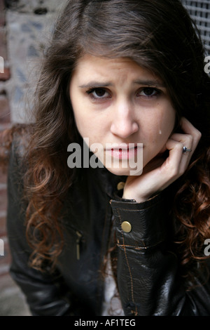 Donna triste che un colpo di essere frainteso o depressione Foto Stock