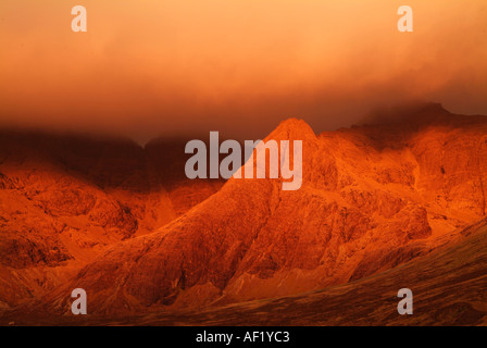 Tramonto sulla Cuillin da Glen fragili. Foto Stock