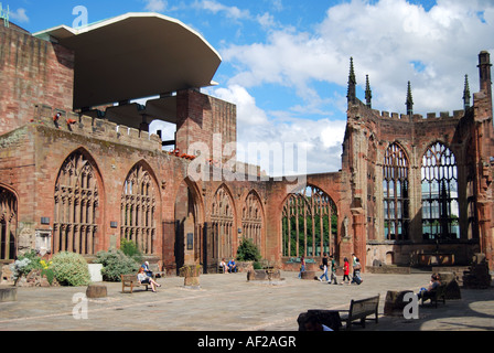 La parrocchia di san Michele Cattedrale rovine, Coventry, West Midlands, England, Regno Unito Foto Stock