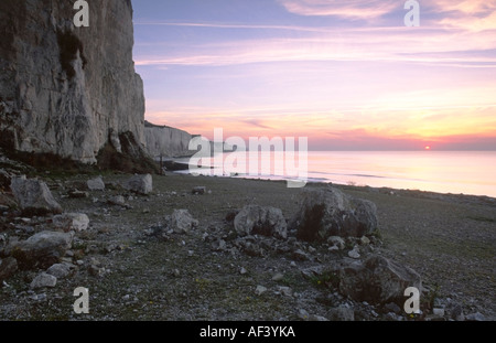 Scogliere di Ault al tramonto La Somme Picardia Francia Foto Stock