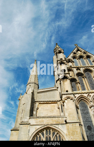 Cattedrale di Ely faccia Ovest e il cielo aperto Cambridgeshire Inghilterra Foto Stock