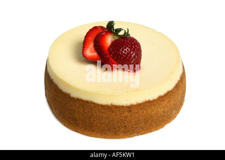 Cheesecake guarnita con le fragole Foto Stock