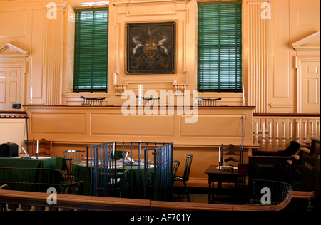 Una vista dall'interno di Independence Hall Philadelphia Stati Uniti nel caso in cui la dichiarazione è stata firmata Foto Stock