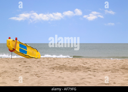 Bagnini di tavole da surf su una spiaggia di sabbia Foto Stock