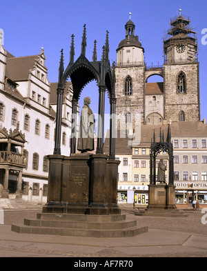 Geografia / viaggi, Germania, Sassonia-Anhalt, Wittenberg, monumenti, Filippo Melantone monumento, piazza del mercato, Europa marketpla Foto Stock