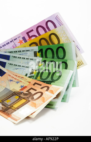 Banconote in euro, close-up Foto Stock