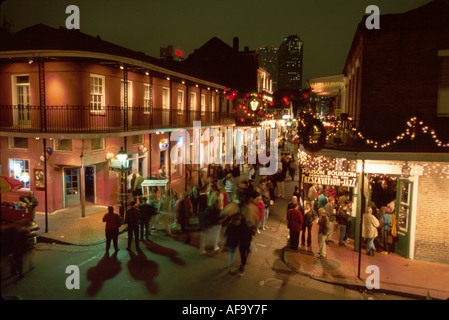 Louisiana Cajun Country, New Orleans, quartiere francese, Vieux Carre, attrazioni, preservazione storica, Bourbon Street Preservation Hall sulla destra jazz LA007, Foto Stock