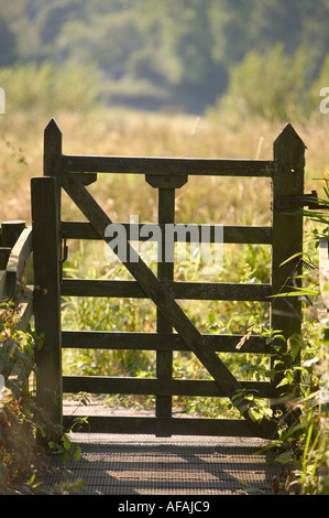 Un cancello in Birdhouse Prato a ricchi di specie watermeadow in Ambleside Cumbria Regno Unito Foto Stock