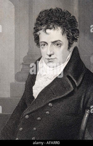 Robert Fulton, 1765 - 1815. Ingegnere e inventore americano della nave a vapore. Incisione da una stampa del 19th secolo. Foto Stock