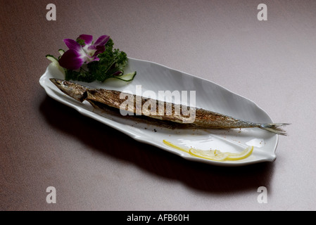 Il cibo giapponese Grill Saury Pacifico Foto Stock