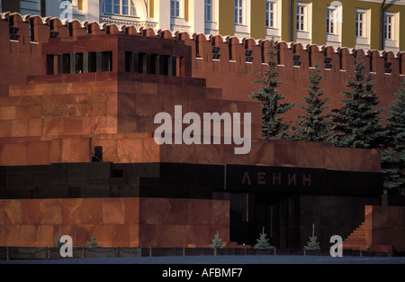 Mosca mausoleo di Lenin sulla Piazza Rossa Cremlino in background Foto Stock