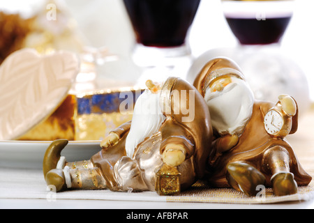 Luogo Natale con Babbo Natale figurine Foto Stock