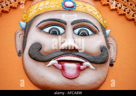 Close-up di demon figura a Maruti temple, Panaji, Goa Foto Stock