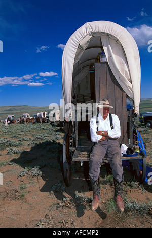 Il Mormon Pioneer vagone treno, vicino a South Pass, Wyoming USA Foto Stock