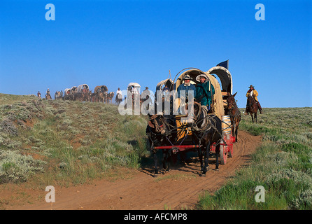 Il Mormon Pioneer vagone treno, vicino a South Pass, Wyoming USA Foto Stock