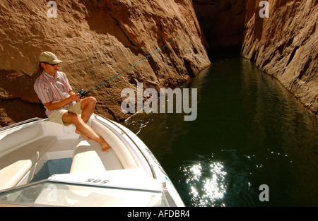 Houseboat, Lake Powell, Lake Powell Arizona-Utah-STATI UNITI D'AMERICA Foto Stock