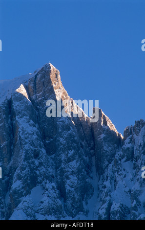 Latemar montagna al tramonto, Nova Levante (Welschnofen) Val d'Ega (Val d'Ega) Trentino Alto Adige Gennaio 2004 Foto Stock