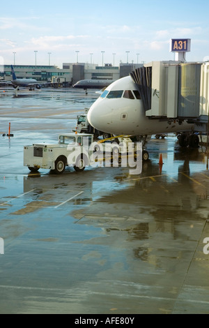 Manutenzione del velivolo all'Aeroporto Internazionale di Denver DEN Foto Stock