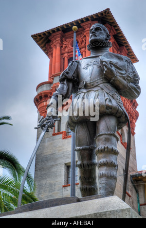 Don Pedro Menendez De Aviles statua, Sant'Agostino, FL. Foto Stock