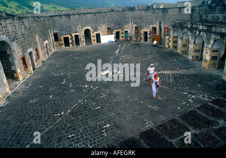 St Kitts Brimstone Hill Fortress National Park Fort George Citadel 17 ° - 18 ° secolo design britannico costruito da lavoro schiavo africano Foto Stock