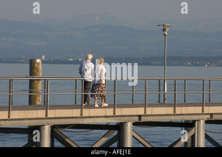 Hagnau jetty, Lago di Costanza (Bodensee) Baden-Wuerttemberg Germania Luglio 2004 Foto Stock