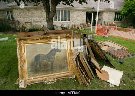 Alluvione del giugno 2006 danneggiato arte Canajoharie libreria e galleria d'arte Mohawk River centrale di New York Foto Stock