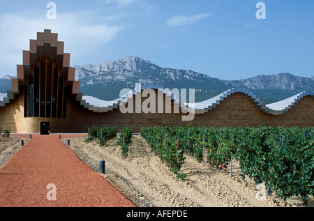 La straordinaria architettura della cantina Ysios disegnato da un celebre architetto Santiago Calatrava Foto Stock