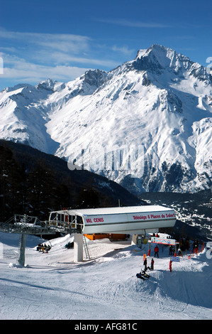 Stazione di sollevamento a Val Cenis Francia, inverno Foto Stock