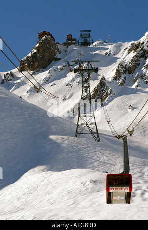 Telepherique, Courchevel, Francia Foto Stock